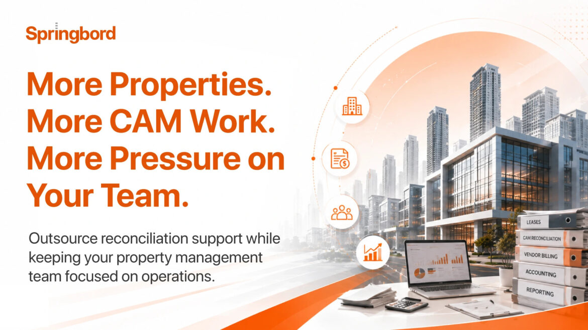 Property manager managing CAM reconciliation workload across multiple commercial properties